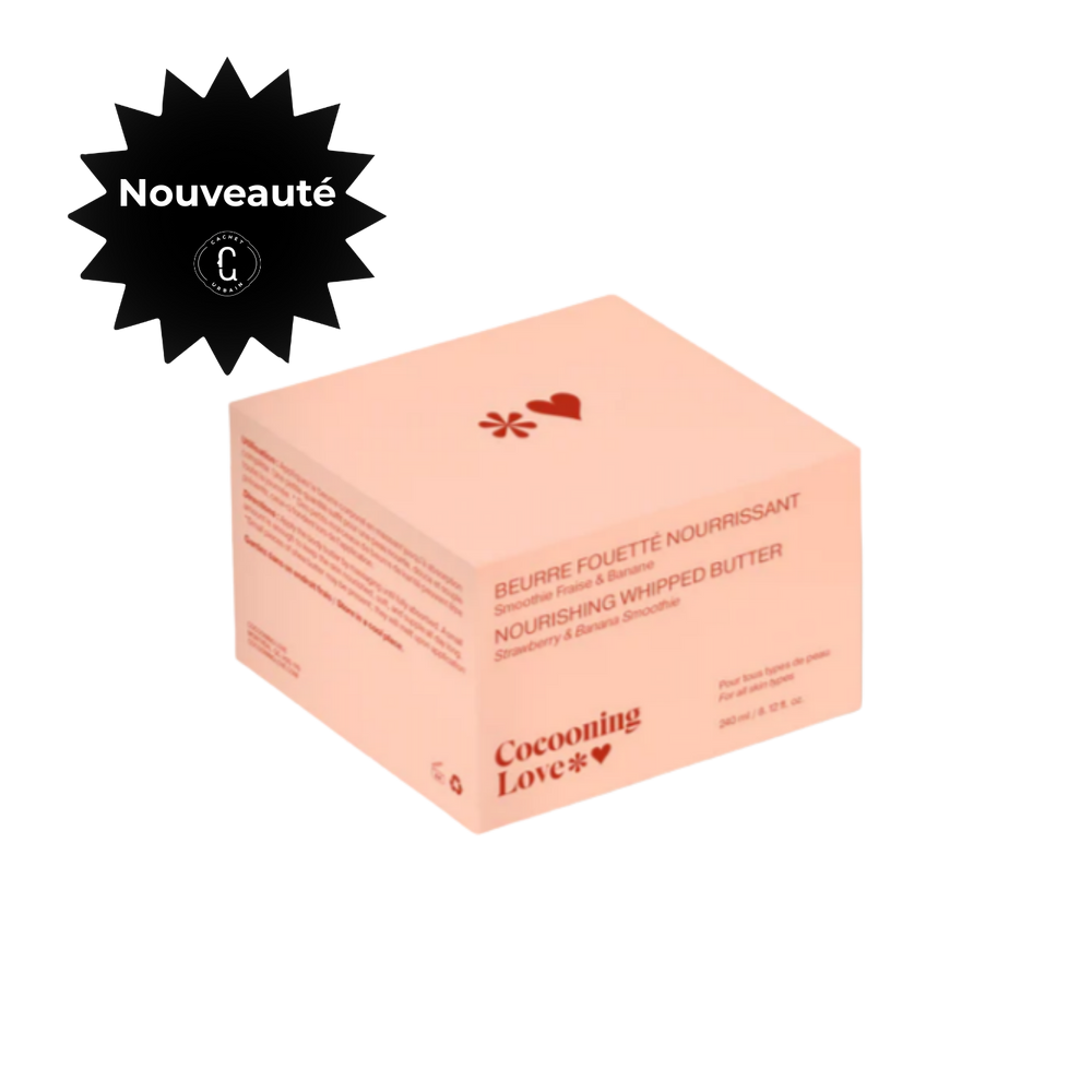 Beurre fouetté smoothie fraise et banane Cocooning Love pour peau douce et hydratée.