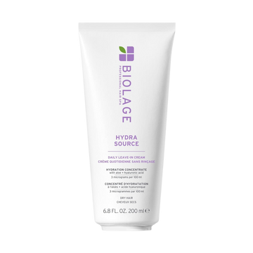 Tube Biolage HydraSource Leave‑In Cream 200 ml avec étiquette visible, fond neutre