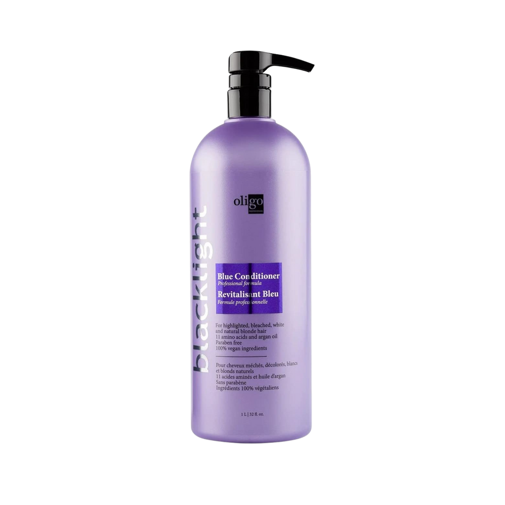 « Flacon Blue Conditioner Oligo Professionnel – soin pour cheveux blonds sans reflets jaunes »