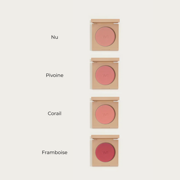 Fard à joues Le Fard de Wonderblush, teinte Pivoine, blush poudre végétalien au fini lumineux sur peau claire

