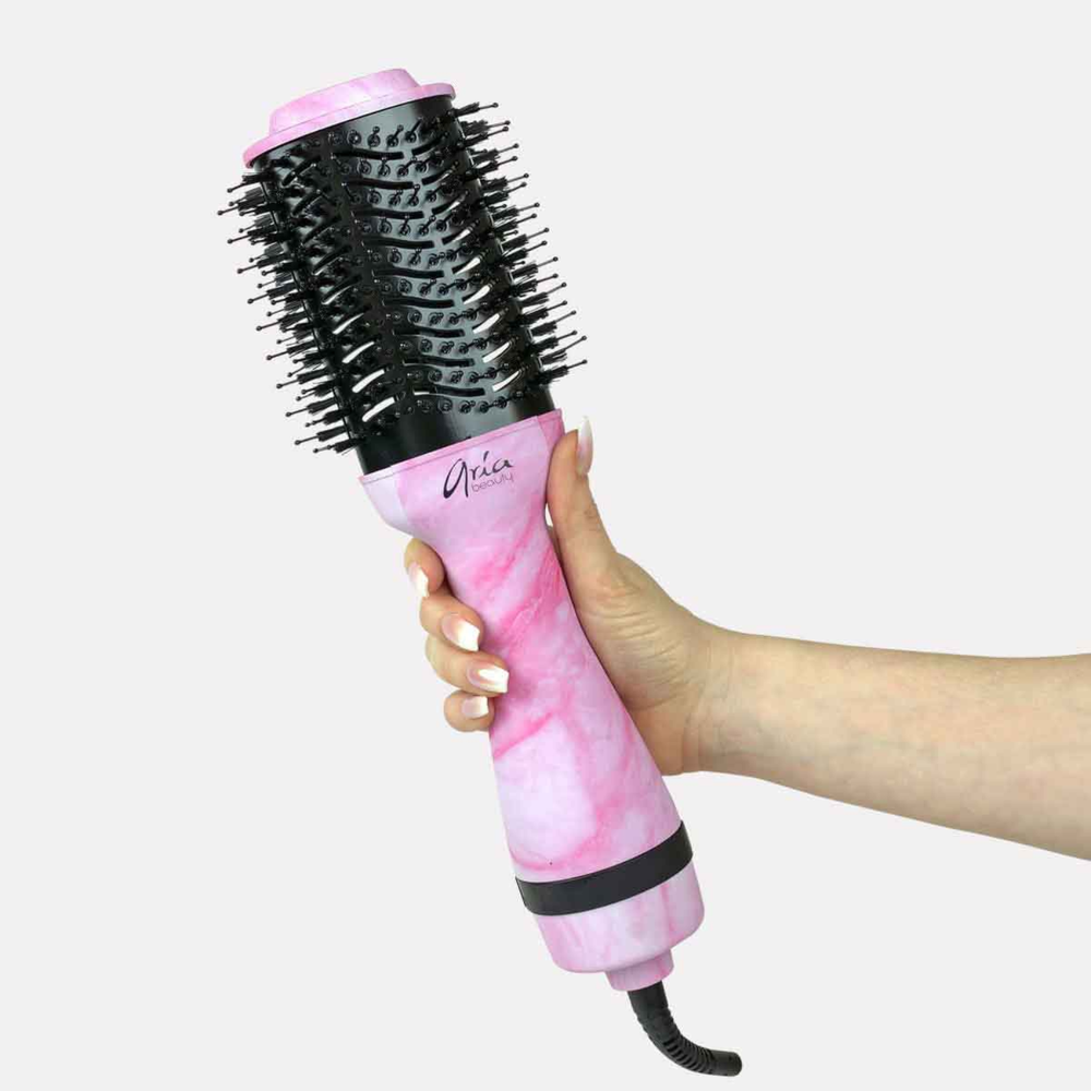Brosse brushing Aria Beauty Marbre Rose – finition marbre rose, barillet tourmaline, outil coiffure pour brushing pro.
