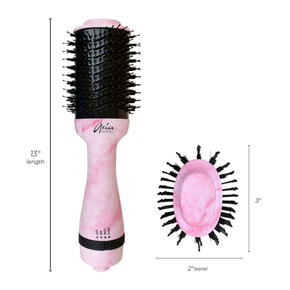 Brosse brushing Aria Beauty Marbre Rose – finition marbre rose, barillet tourmaline, outil coiffure pour brushing pro.