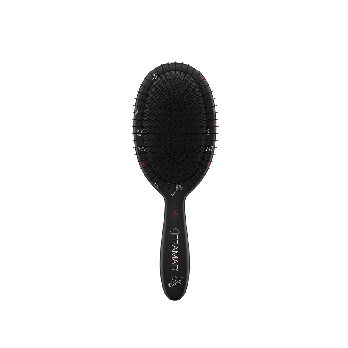 Brosse démêlante Framar Ace noir mat avec poils souples et design anti-casse.