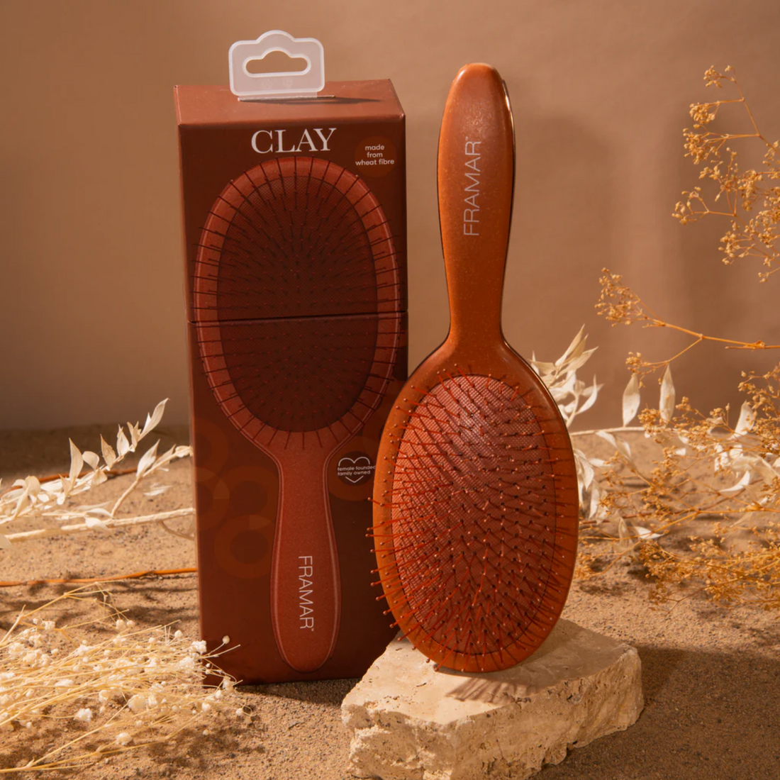 Brosse démêlante Framar Clay terracotta en fibres de blé