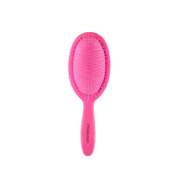 Brosse démêlante Framar Pinky Swear – poils flexibles et manche rose mat