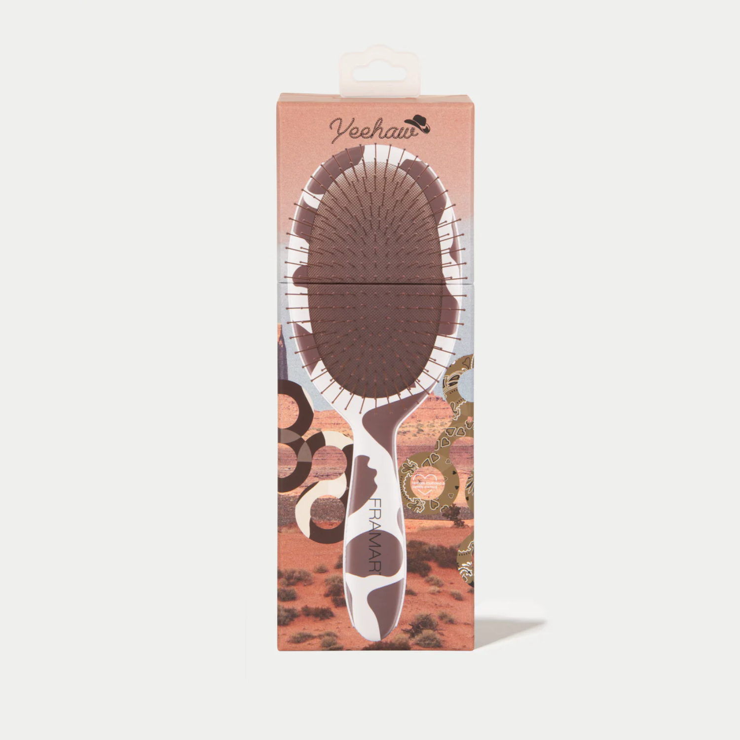Brosse démêlante Framar Yeehaw – Picots souples & imprimé vache