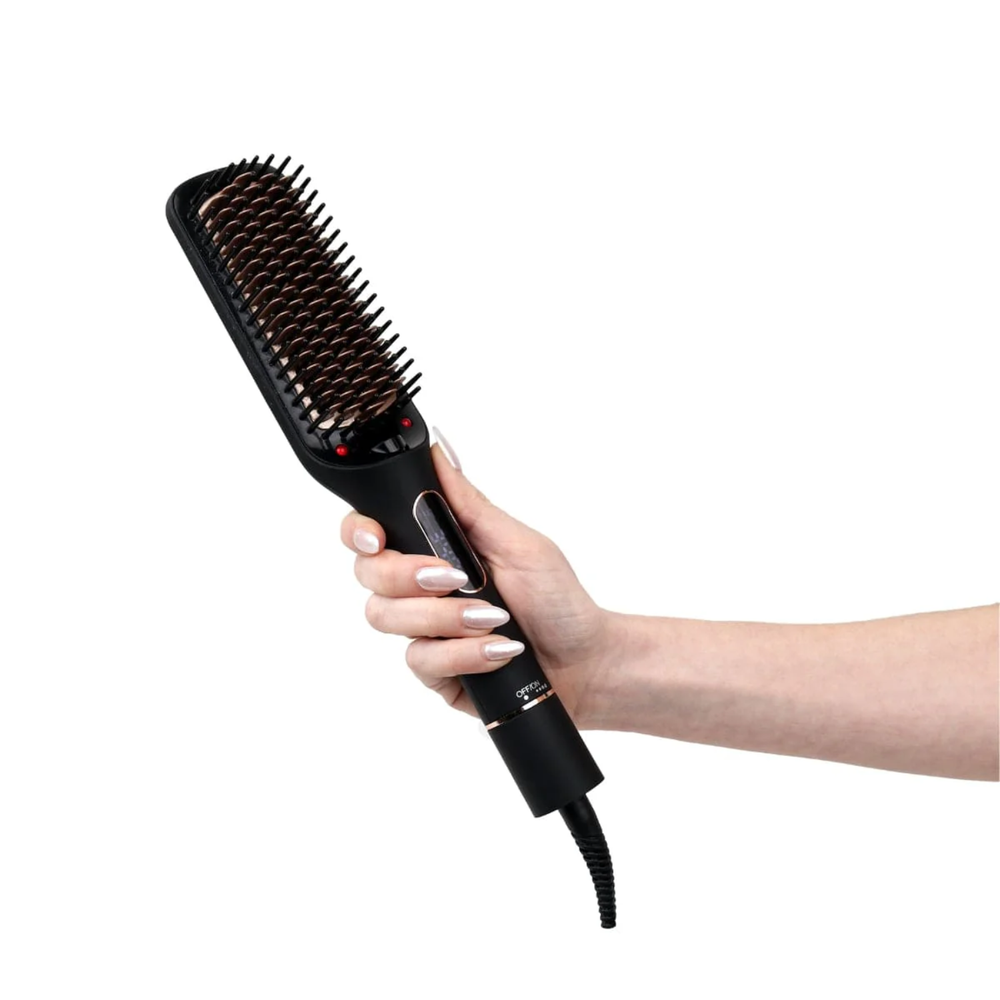 Brosse lissante ionique de luxe Aria Beauty – brosse coiffante noire et or, technologie ionique anti‑frisottis