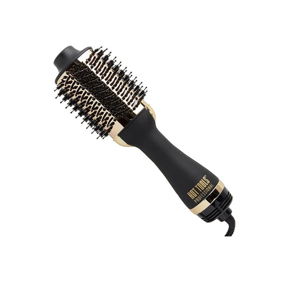 Brosse‑séchoir Hot Tools petite tête amovible, finition noir‑doré, poignée fine