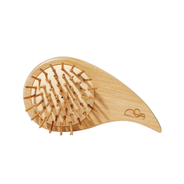 Brosse stimulante pour cuir chevelu en bambou, design ergonomique, pour massage capillaire et meilleure absorption des soins

