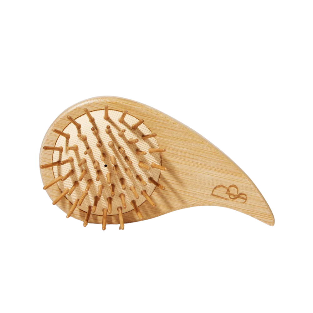 Brosse stimulante pour cuir chevelu en bambou, design ergonomique, pour massage capillaire et meilleure absorption des soins

