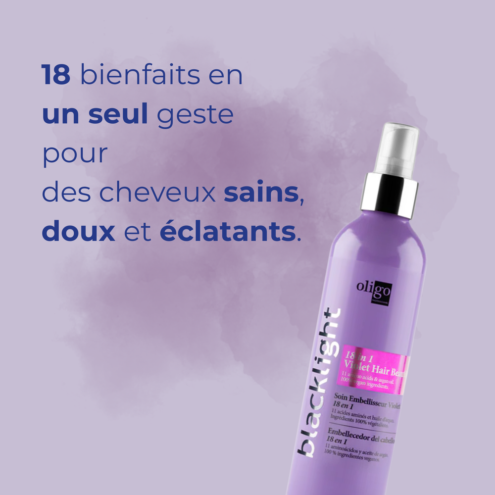 “Flacon Oligo 18-in-1 Violet Hair Beautifier – brume soin pour blondes”