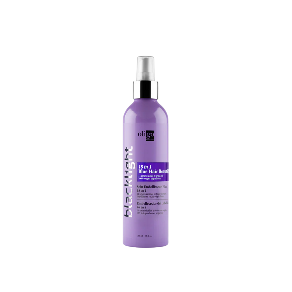 “Flacon Oligo Blue 18‑in‑1 Hair Beautifier – brume soin pour blondes”