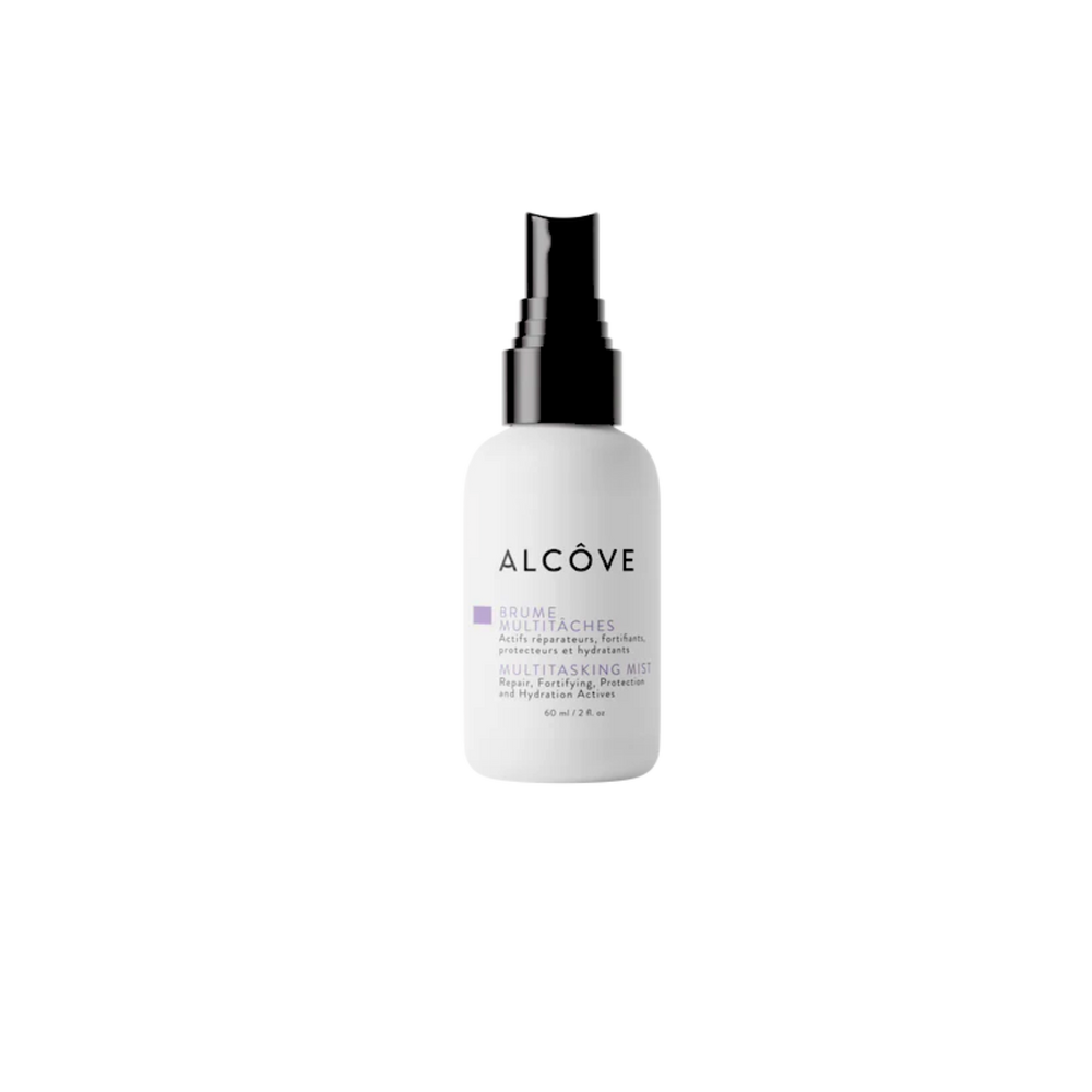 “Spray Brume Multitâche Alcôve 10‑en‑1 sur fond neutre — soin capillaire polyvalent”