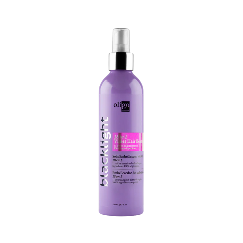 “Flacon Oligo Blacklight 18‑in‑1 Violet Hair Beautifier — brume cheveux blonds”