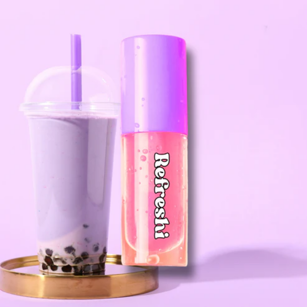 Flacon 5 ml d’huile à lèvres Bubble Tea, texture brillante, parfum Bubble Tea gourmand

