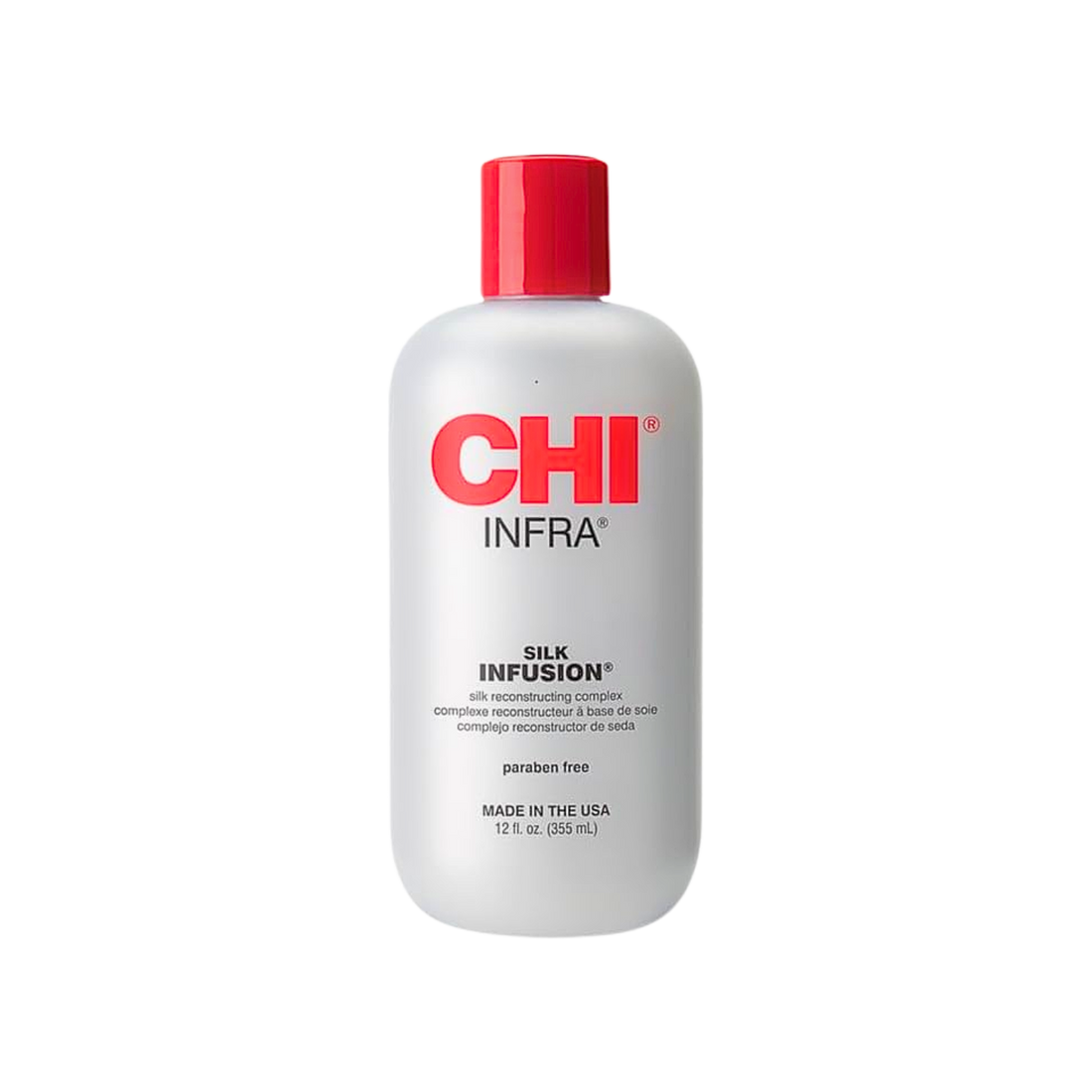 Flacon CHI Silk Infusion 12 oz – sérum capillaire soyeux fortifiant