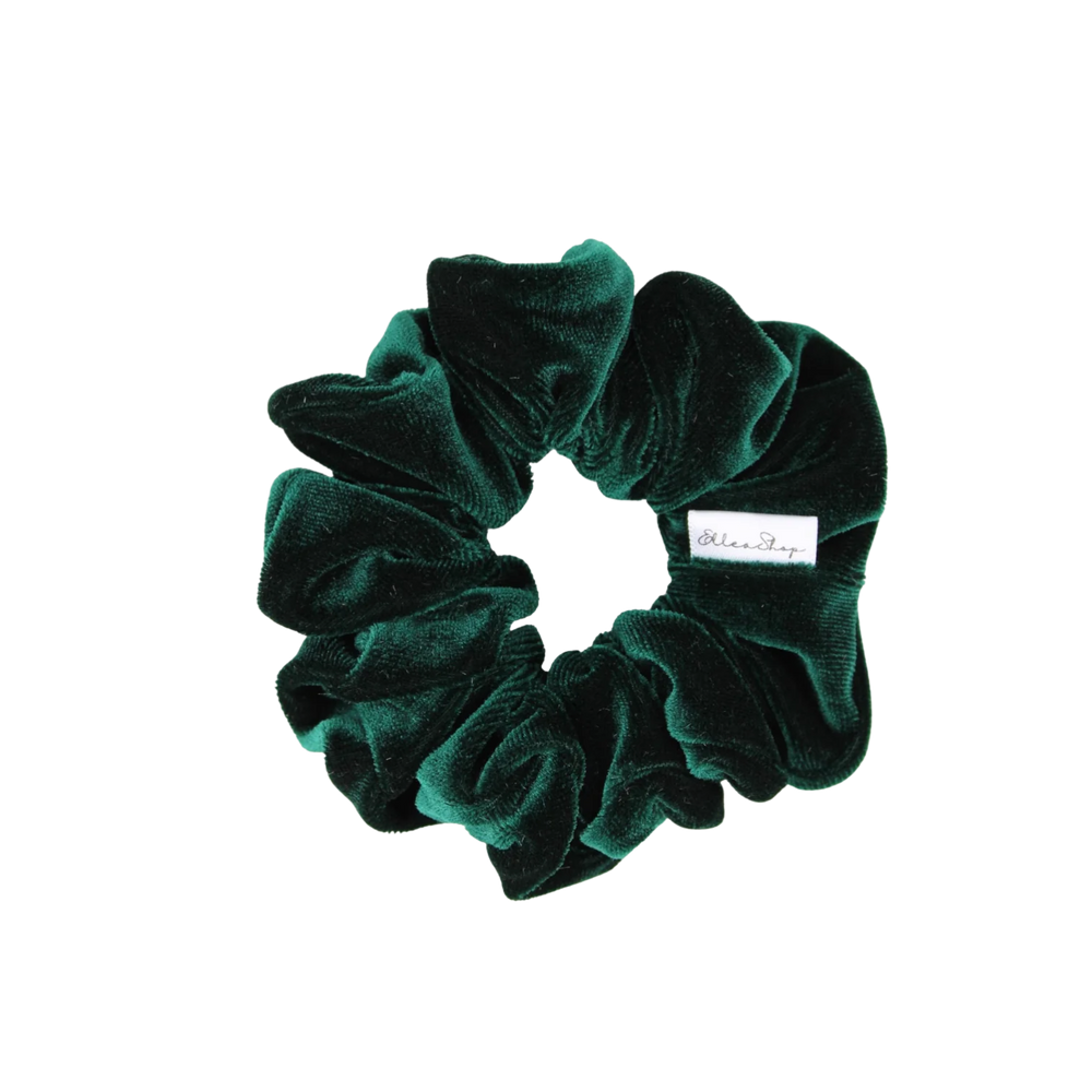 Chouchou velours vert sapin – accessoire cheveux élégant et confortable