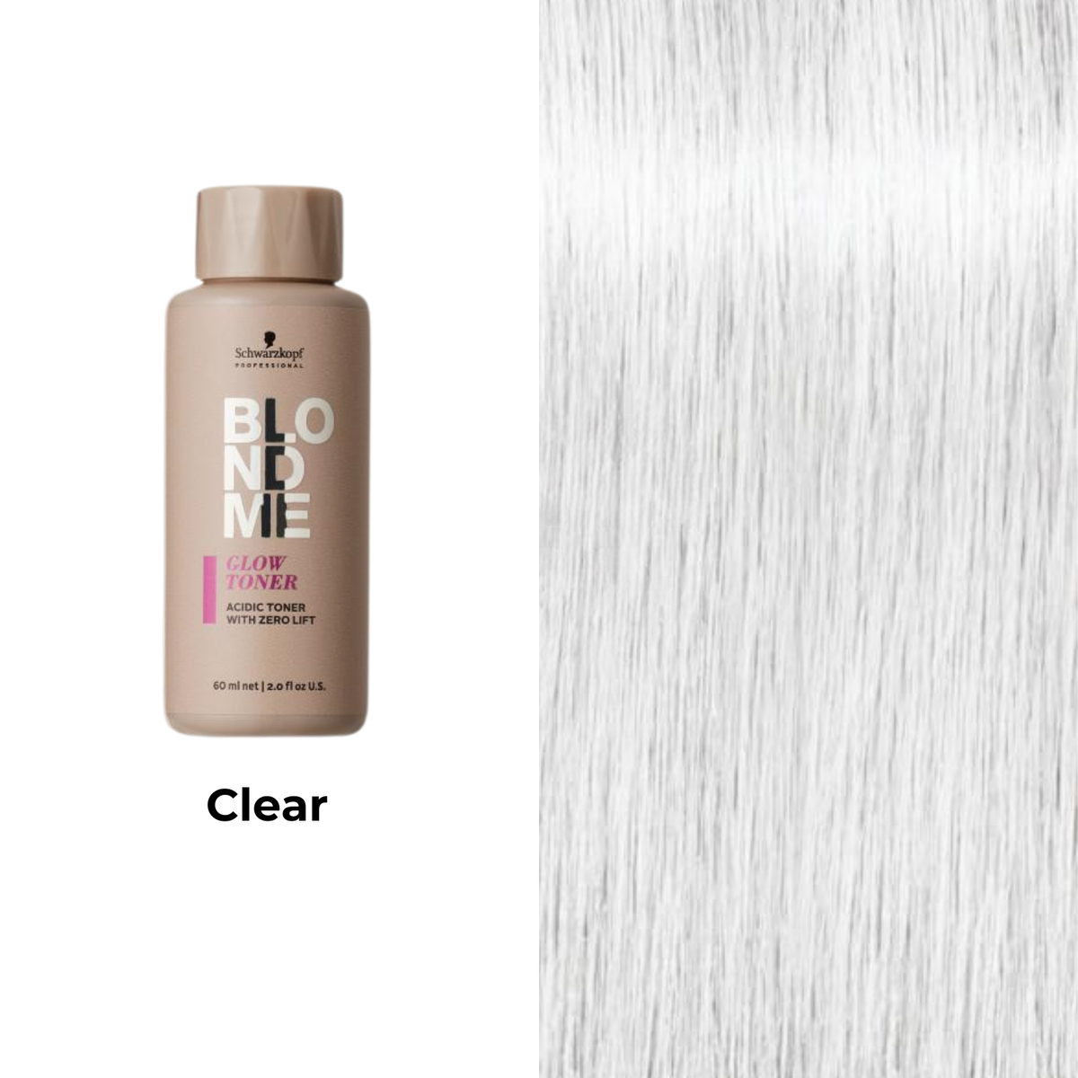 Tube de coloration BLONDME de Schwarzkopf avec mèche de cheveux blond, résultat professionnel lumineux.