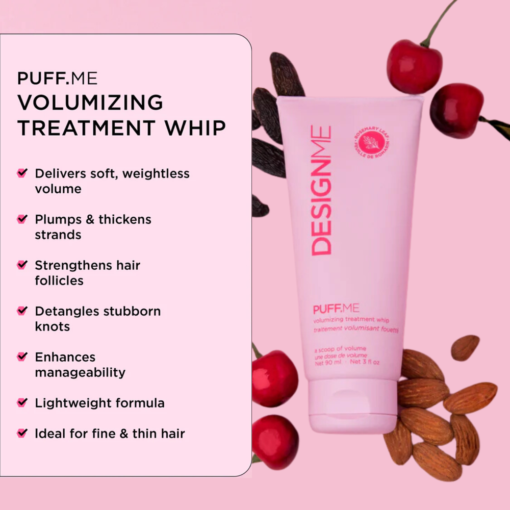 Coffret Design Me Puff.Me Volume « Cheveux dans les Nuages » avec shampooing, revitalisant et masque fouetté