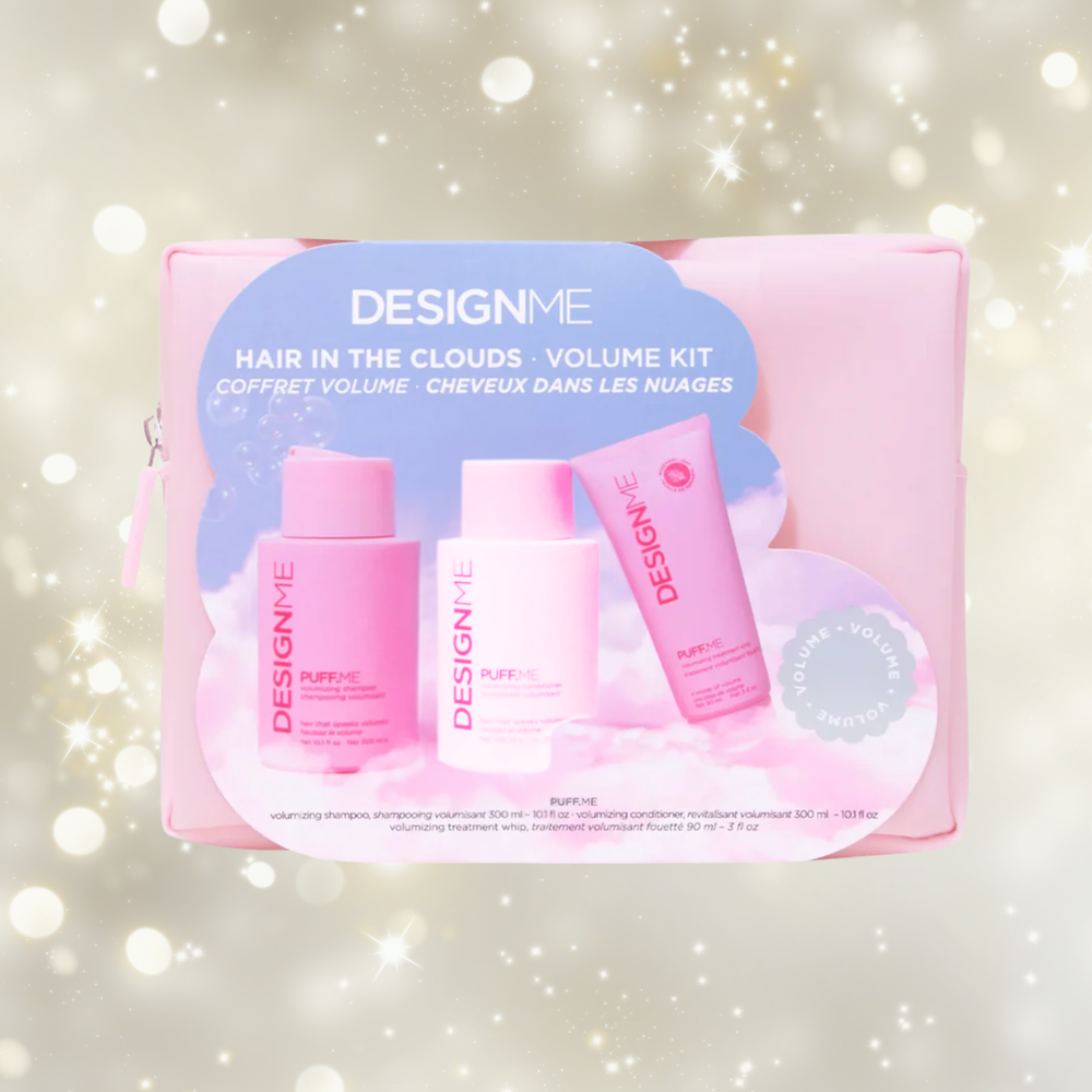 Coffret Design Me Puff.Me Volume « Cheveux dans les Nuages » avec shampooing, revitalisant et masque fouetté