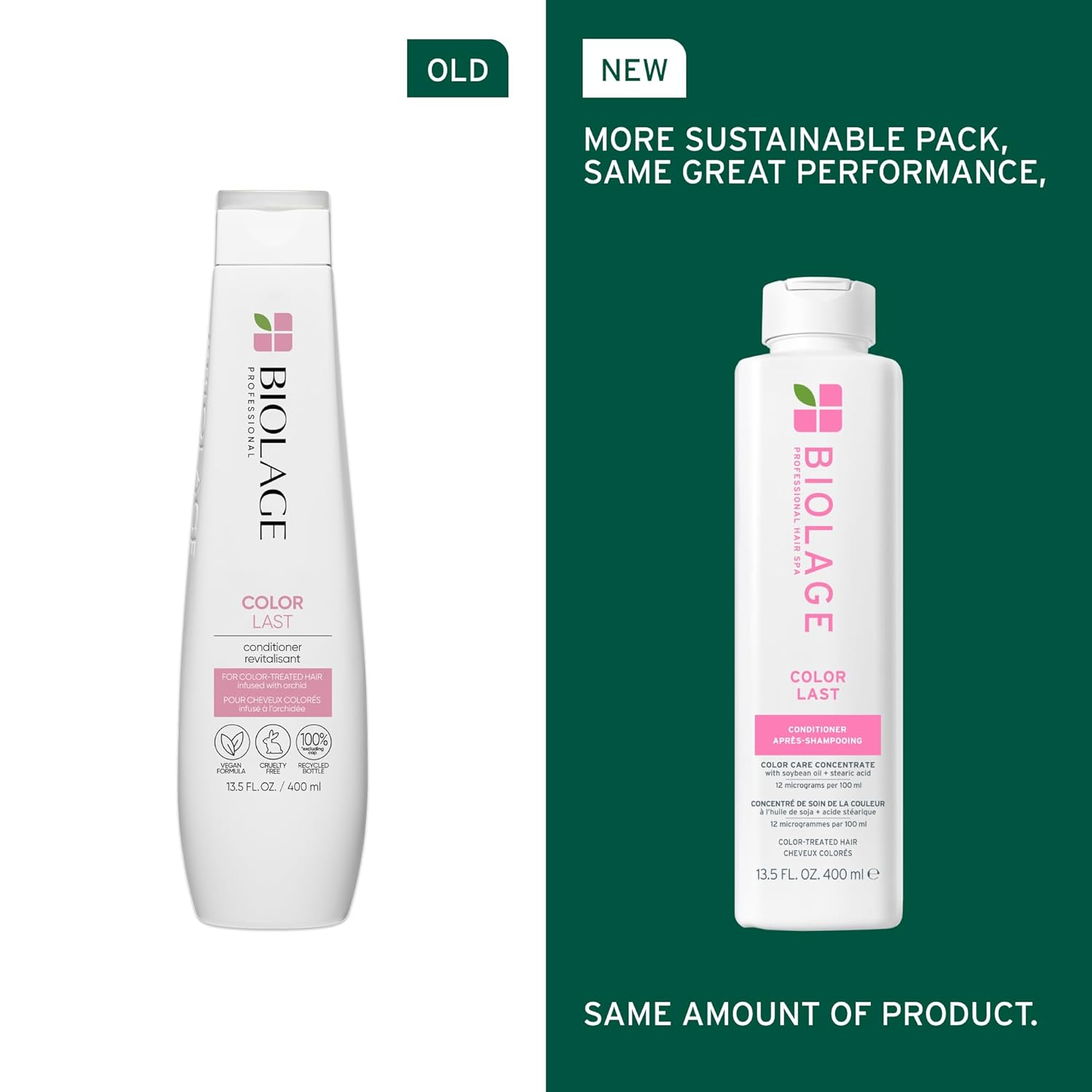 Conditioner Biolage ColorLast, soin après‑shampooing sans parabènes ni silicones pour cheveux colorés, brillance & protection de la couleur.