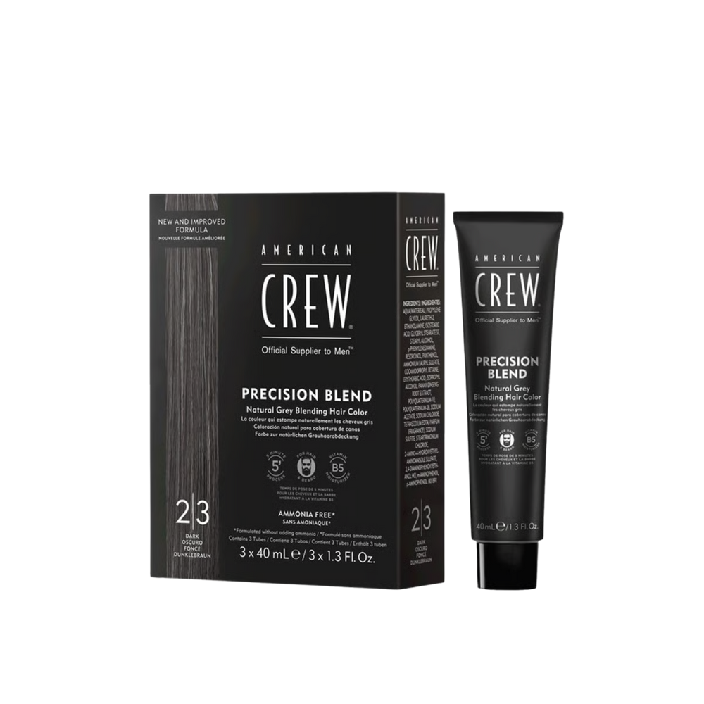 Pack de teinture American Crew Precision Blend 2/3 Dark 3×40 ml pour coloration cheveux et barbe sans ammoniaque. 
