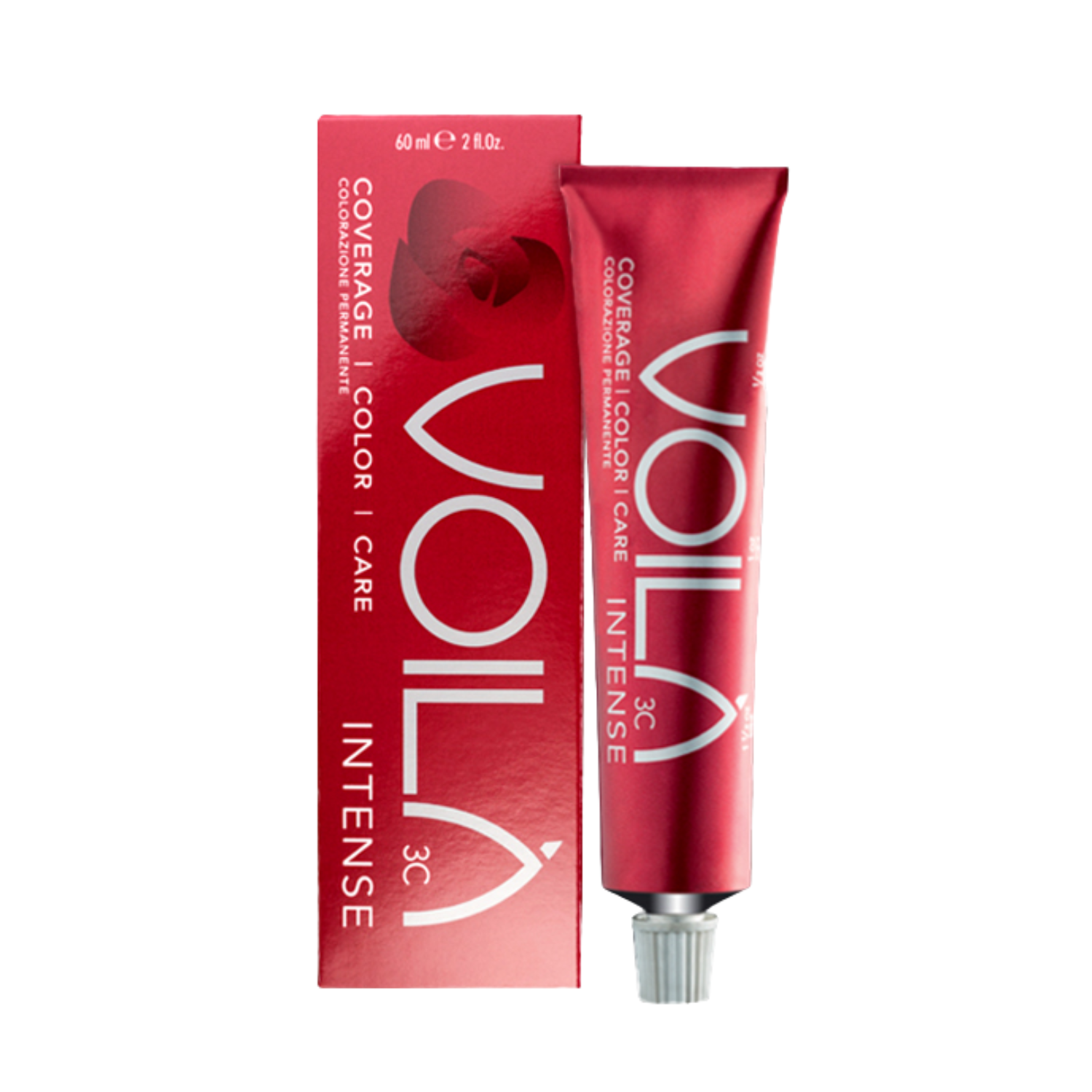Tube de coloration permanente Voilà 60 ml pour cheveux – couleur intense et couverture totale des cheveux blancs