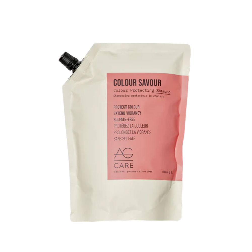 Flacon AG Care Colour Savour Shampooing couleur sur fond neutre, cheveux brillants et colorés