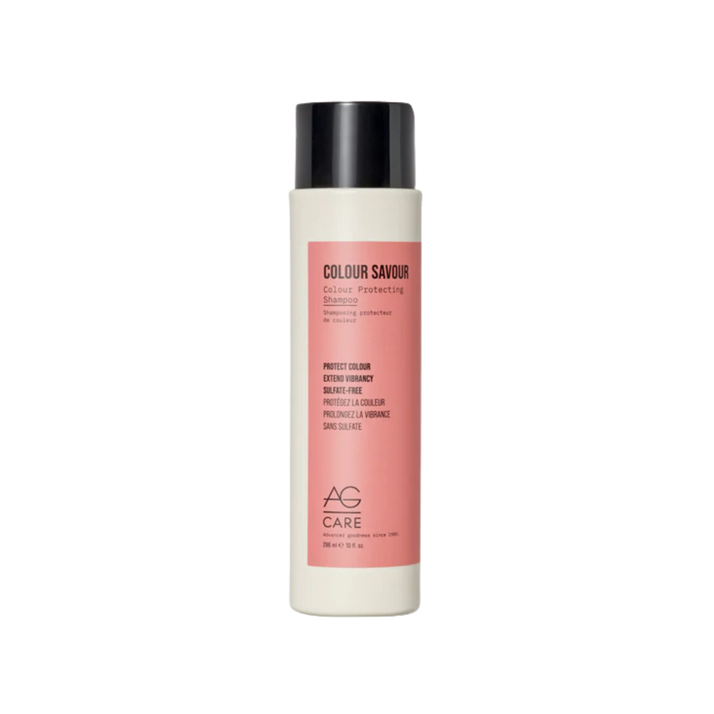 Flacon AG Care Colour Savour Shampooing couleur sur fond neutre, cheveux brillants et colorés