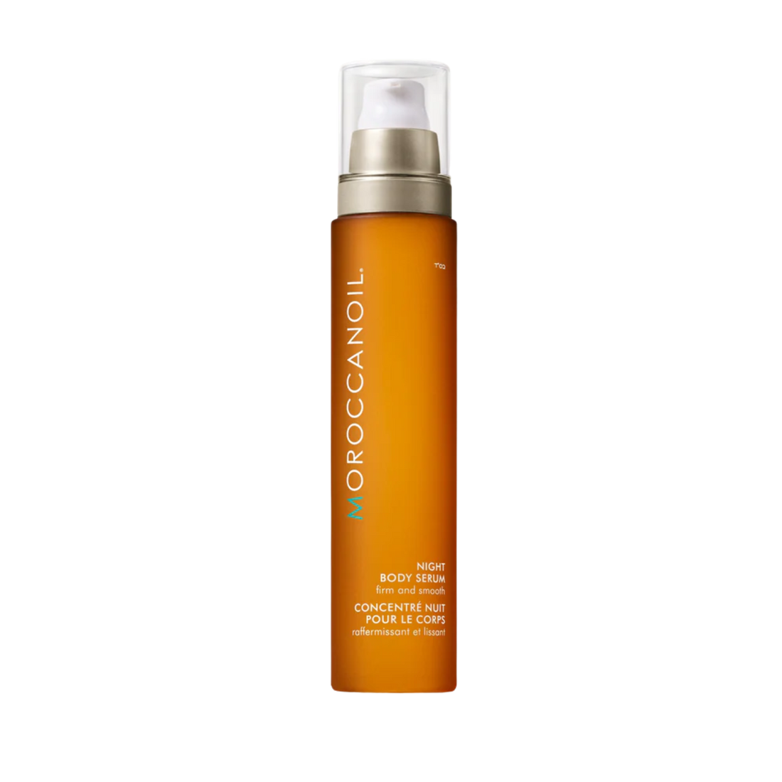 Flacon du Concentré Nuit Corps Moroccanoil, sérum corporel de nuit raffermissant et lissant à base d’argan, tsubaki et vitamine C ester.