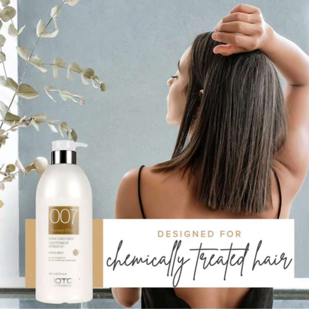Grand flacon de conditionneur Biotop 007 Keratin Impact 1 L avec pompe