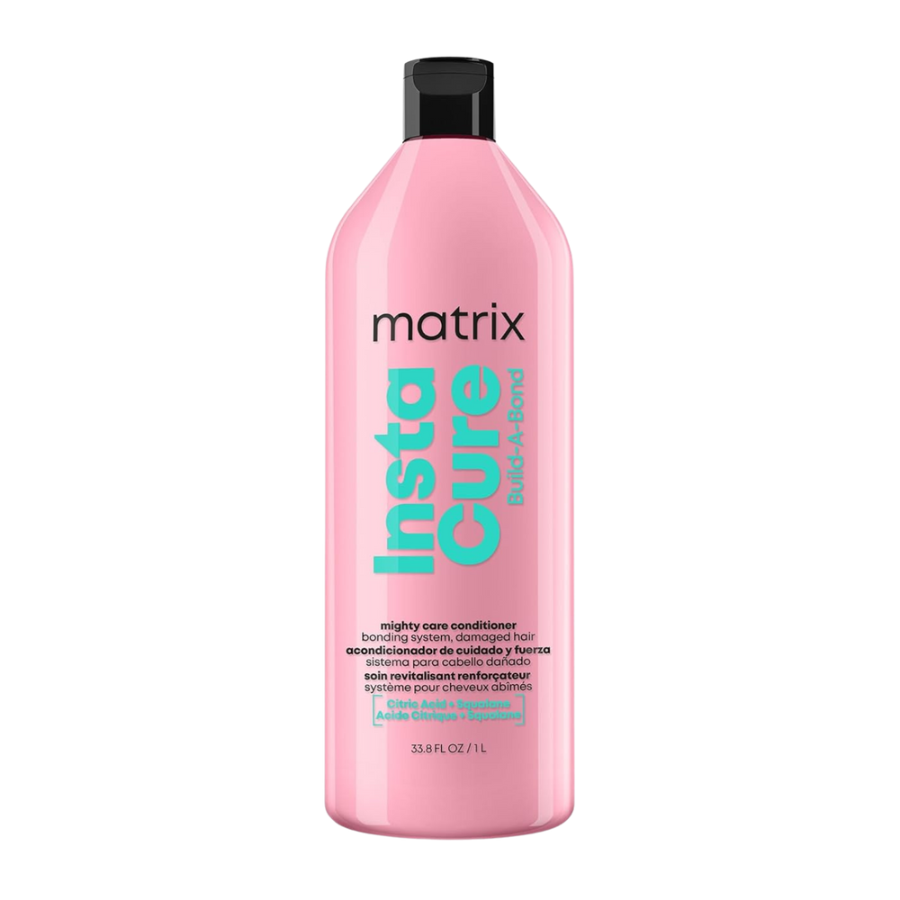 “Tube de conditionneur Instacure Matrix – flacon crème avec logo et indication anti‑casse”