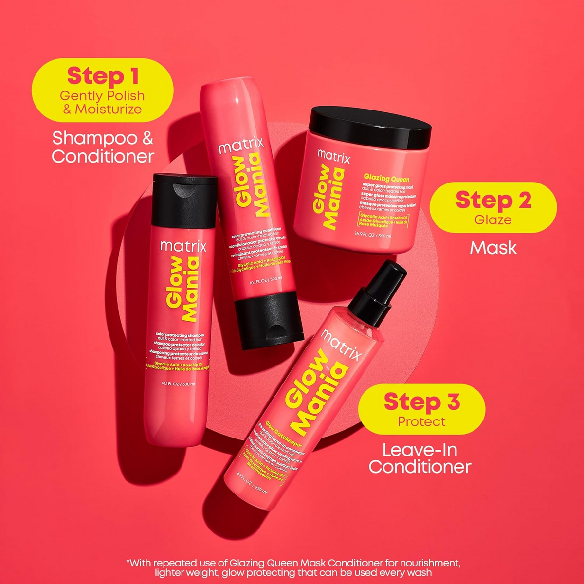 Flacon 300 ml du conditionneur Matrix Glow Mania Color Protecting