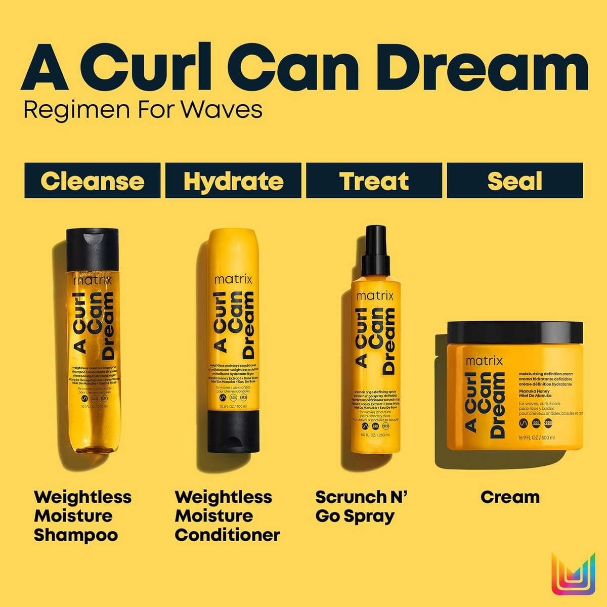 “Flacon de conditionneur Matrix Weightless Moisture – design épuré avec logo Matrix”