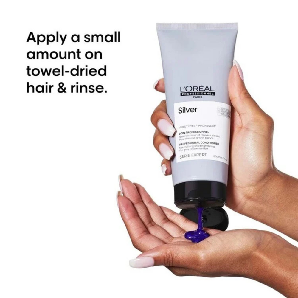 Conditionneur Silver L'Oréal Professionnel pour cheveux gris, blancs et blonds

