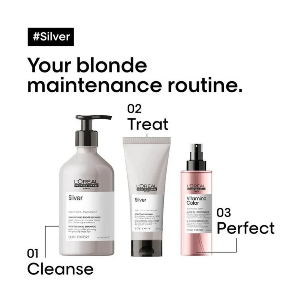 Conditionneur Silver L'Oréal Professionnel pour cheveux gris, blancs et blonds

