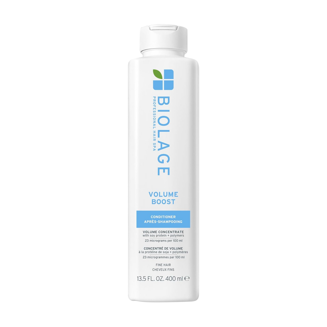 Tube conditionneur VolumeBoost – étiquette visible, volumeBoost marqué
