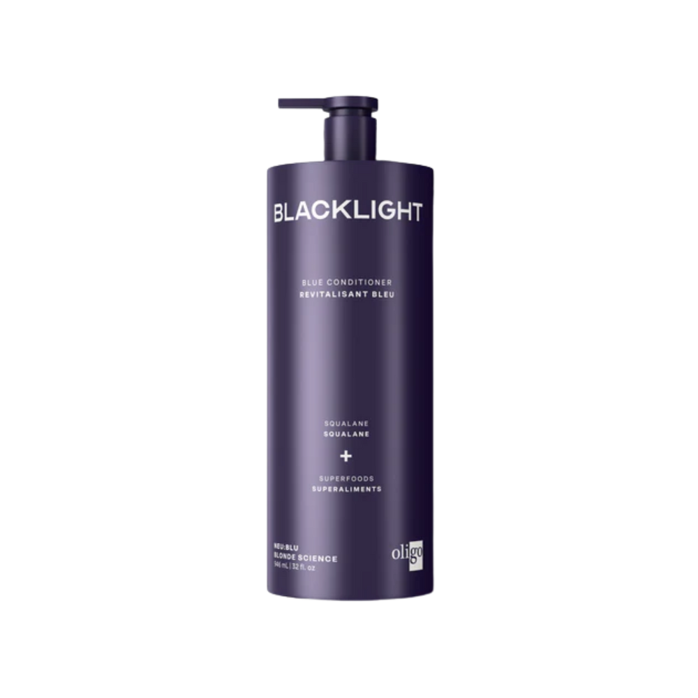 Conditionneur bleu tonifiant Oligo Blacklight pour cheveux blonds éclatants sans tons cuivrés