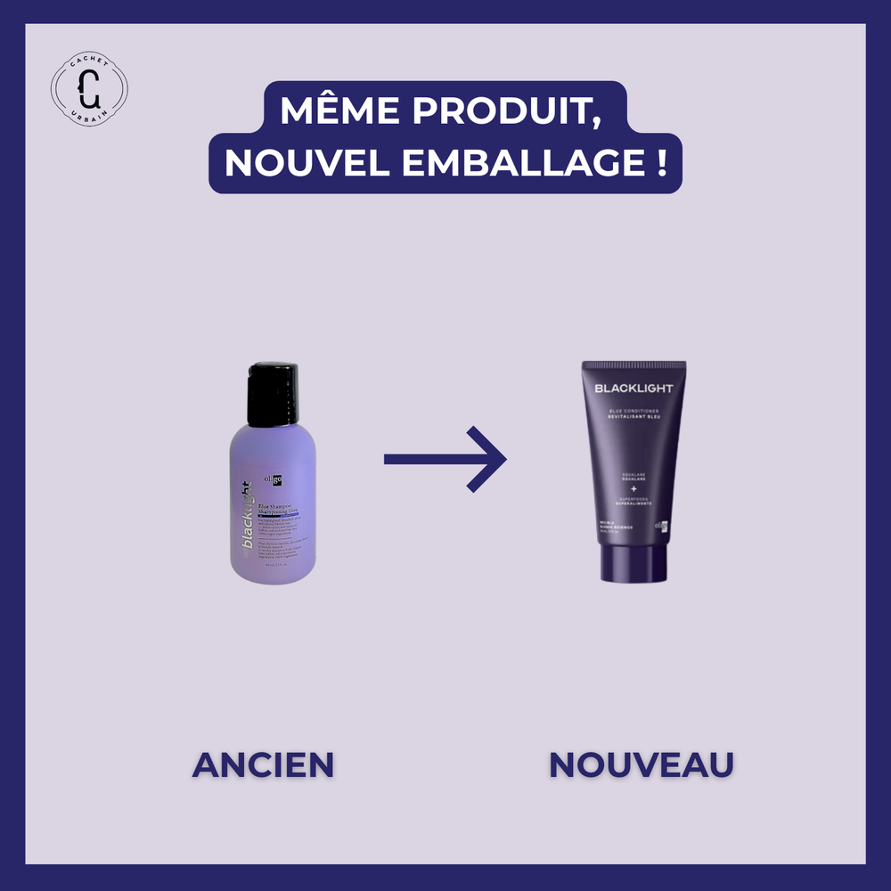 Conditionneur bleu tonifiant Oligo Blacklight pour cheveux blonds éclatants sans tons cuivrés