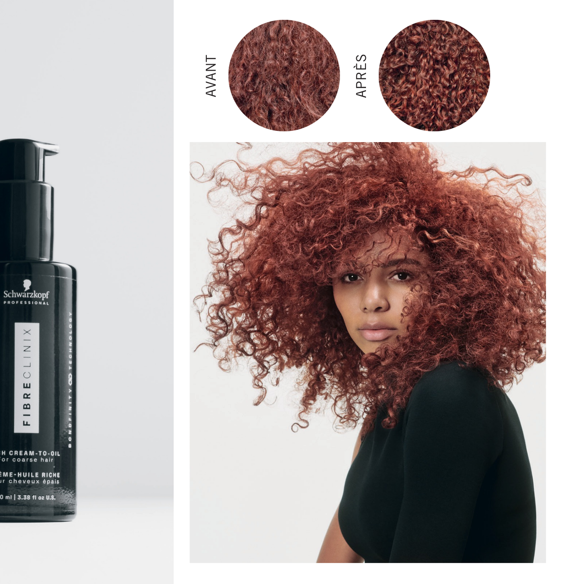 Crème-Huile Riche Bondfinity Fibre Clinix 100 ml posée sur fond neutre.