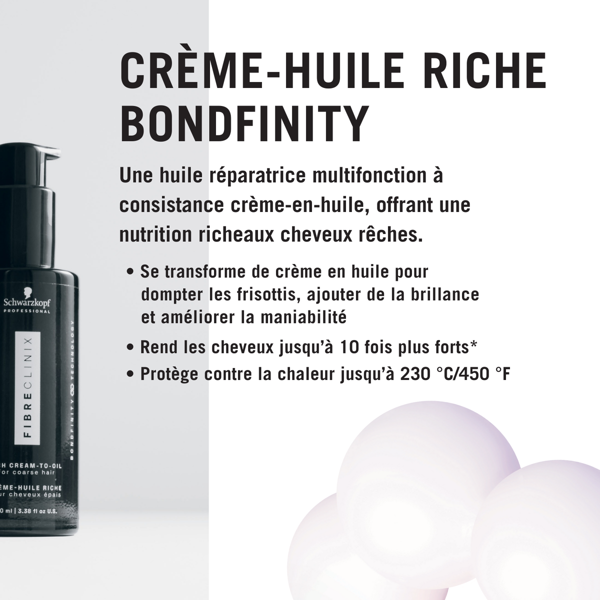 Crème-Huile Riche Bondfinity Fibre Clinix 100 ml posée sur fond neutre.