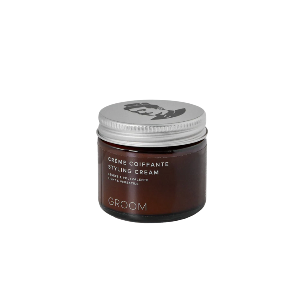 Pot de 60 ml de Crème Coiffante Groom – soin coiffant naturel au beurre de karité, parfum genévrier et lime

