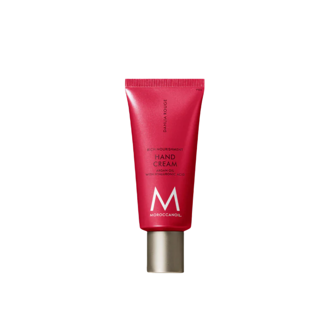 Tube crème mains Moroccanoil Dahlia Rouge parfum floral boisé, hydratation intense

