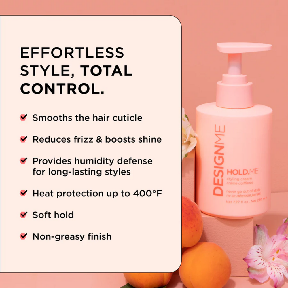 Pot de crème coiffante HOLD.ME DESIGNME, lisse, contrôle les frisottis, tenue légère et thermoprotectrice