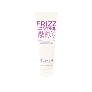 Pot de la crème Frizz Control Shaping Cream d’ELEVEN Australia sur fond neutre, texture crème lissante anti‑frisottis