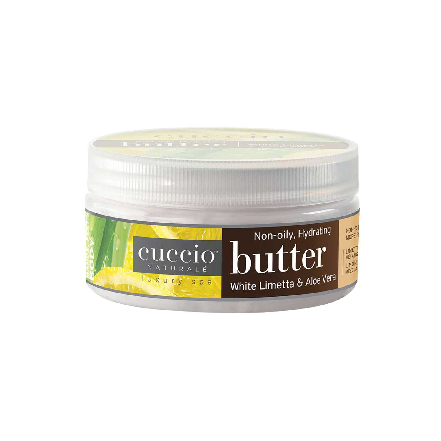 Pot de beurre corporel Cuccio White Limetta & Aloe Vera – hydratation 24 h