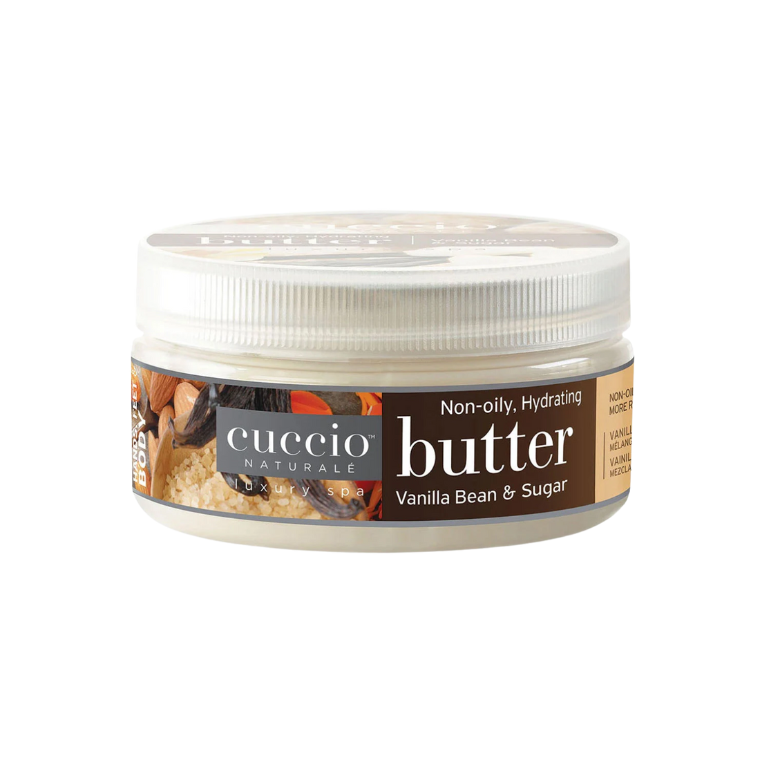 Pot de beurre corporel Cuccio Vanilla Bean & Sugar – crème onctueuse parfum vanille et sucre