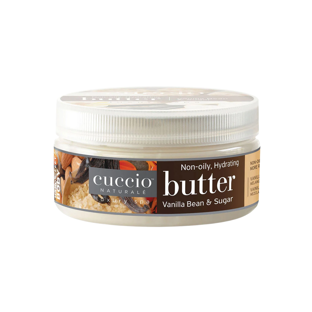 Pot de beurre corporel Cuccio Vanilla Bean & Sugar – crème onctueuse parfum vanille et sucre