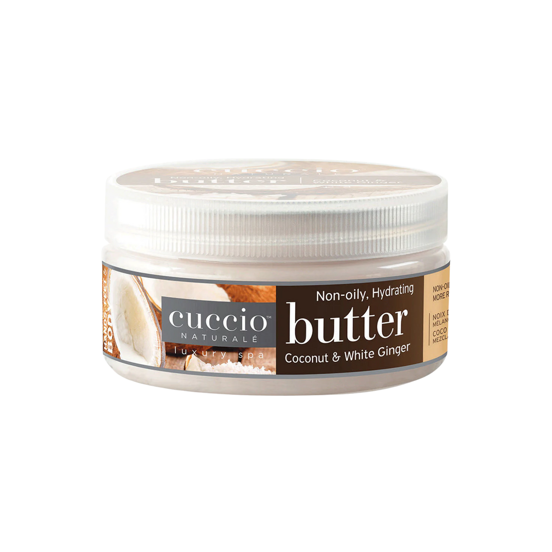 Pot de beurre corporel Cuccio Coconut & White Ginger 8 oz – noix de coco et gingembre