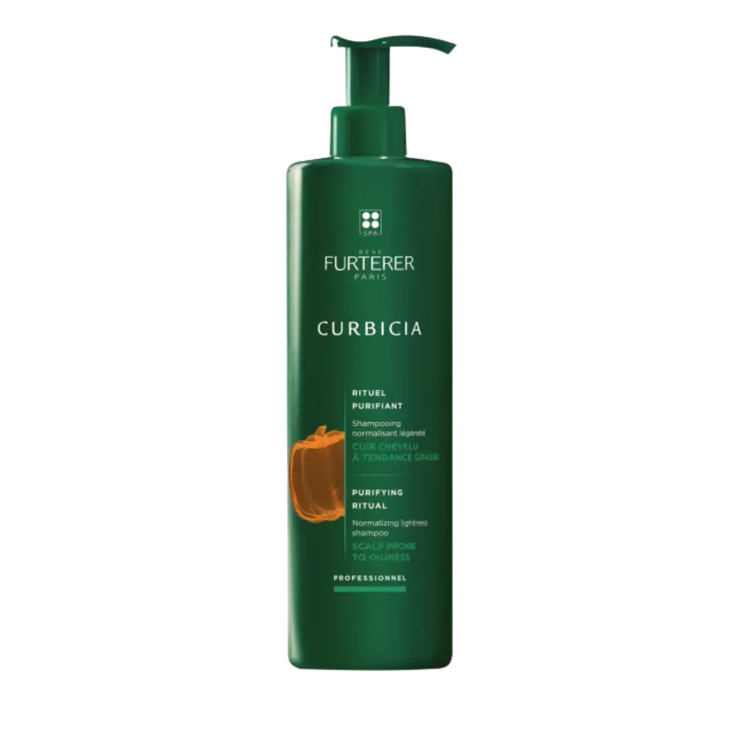 Flacon de 150 ml de Shampooing Curbicia René Furterer, légèreté et cuir chevelu purifié.

